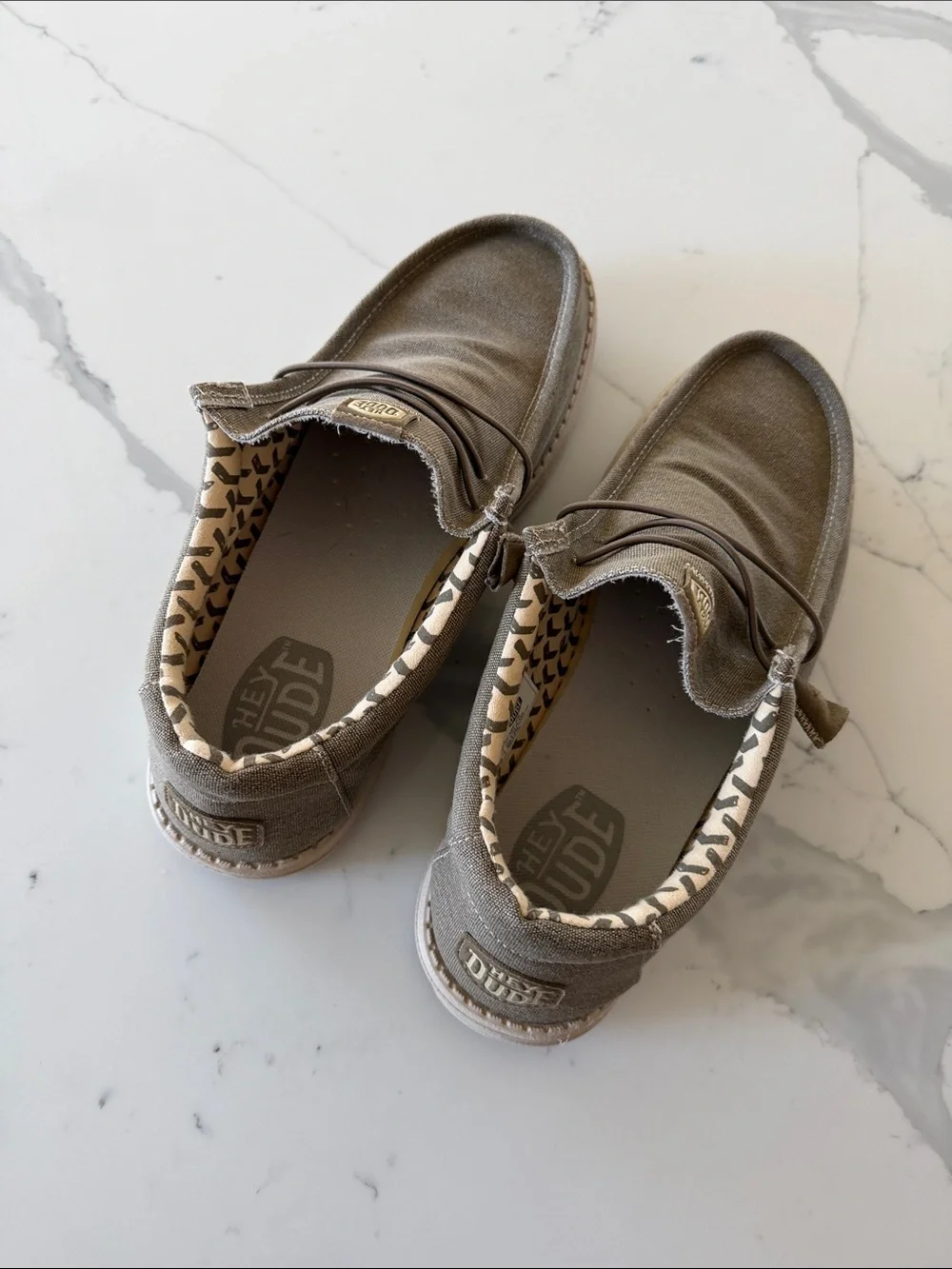 Hey Dude Brown Canvas Slip-On Loafers